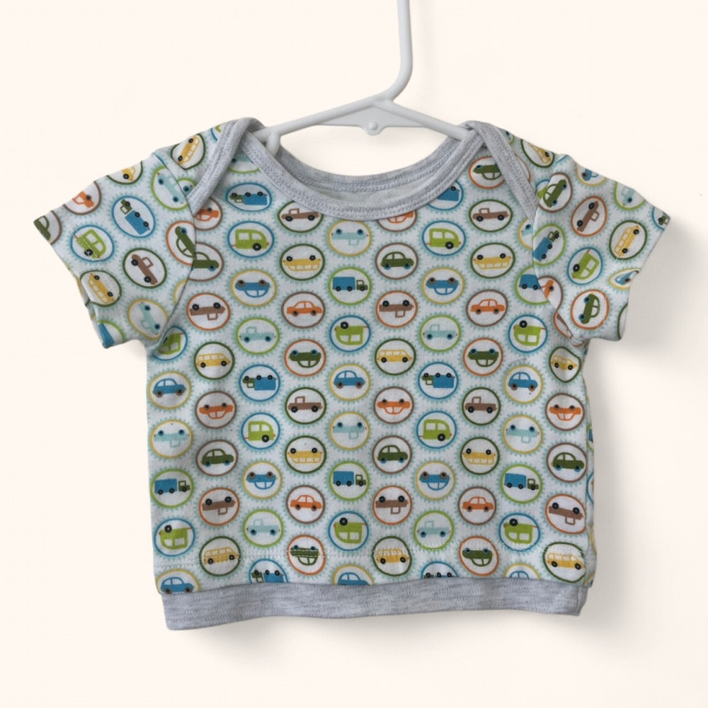 0-3M Boy RARE Happi by Dena Cotton Colorful Car Print T-Shirt Infant Boy